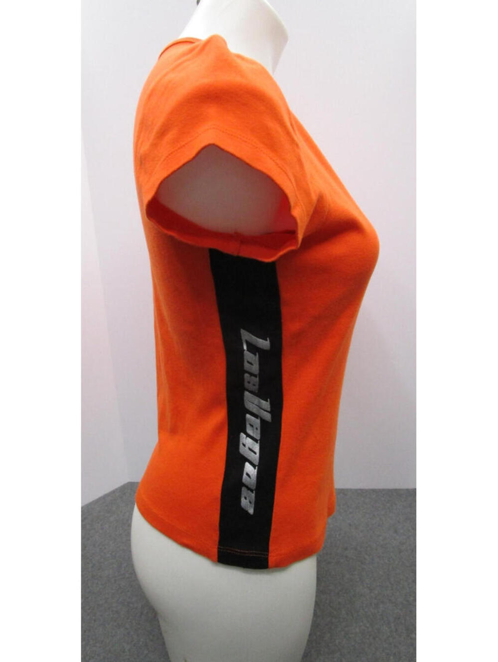 Harley Davidson Wmn's Shirt Size XL Late Vintage 90'S  Orange Black Side Insert - Picture 5 of 9